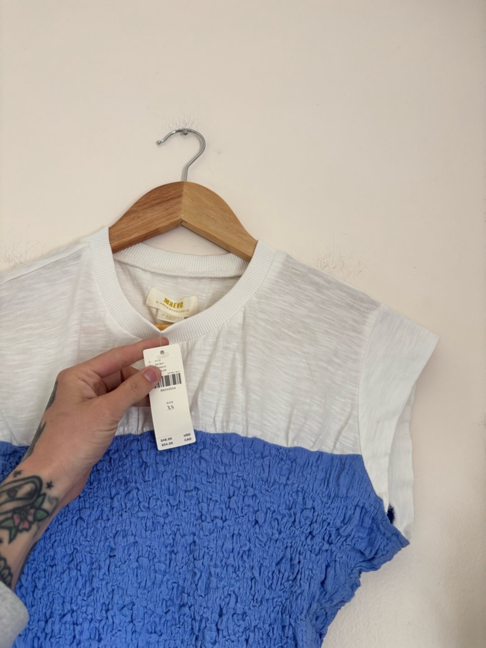 Anthropologie Maeve Cap Sleeve Smocked Tee - Picture 4 of 6